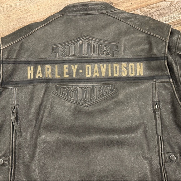 Harley Davidson Men's Distressed Vintage Motorcycle Real Cowhide Leather Jacket - Picture 3 of 5
